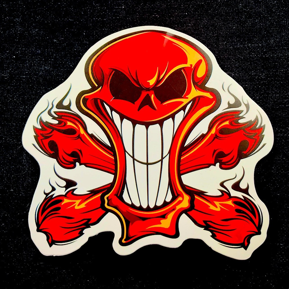 Red Skull & Crossbones  Single Decor Accent Waterproof Sticker